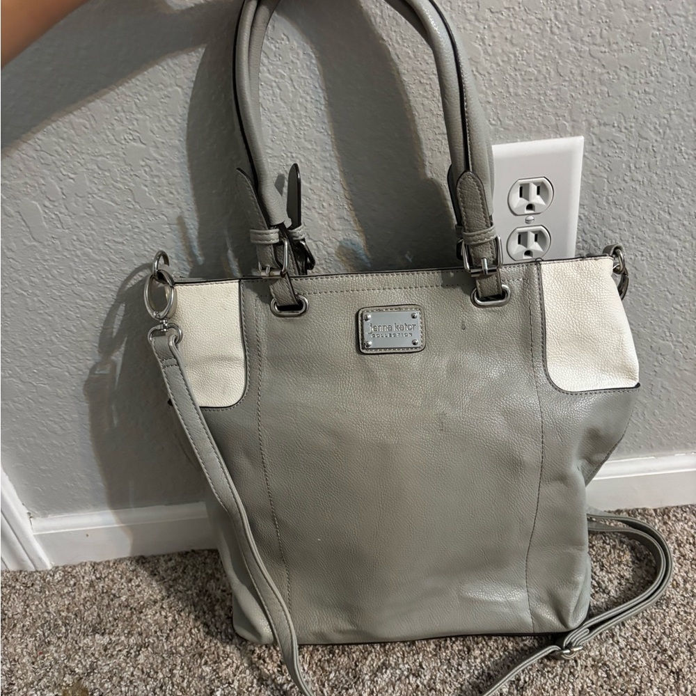 Stylish Gray Leather Tote Bag